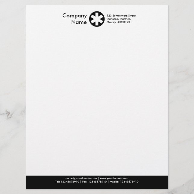 Colour Footer (Asterisk Logo) - Black Personalised Letterhead (Front)