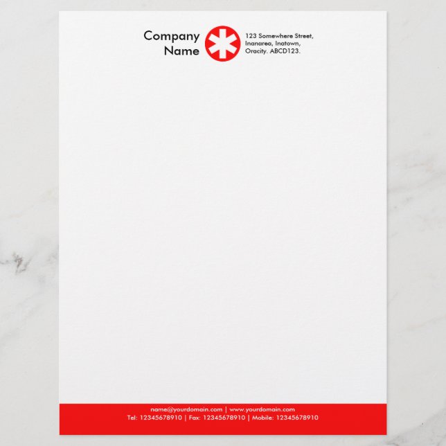 Colour Footer (Asterisk Logo) - Red Letterhead Design (Front)