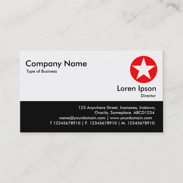 Colour Footer - Black - Red Star Business Card (Front)