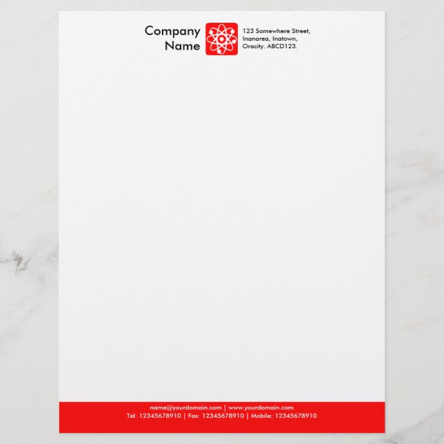 Colour Footer - Red Letterhead Template (Front)