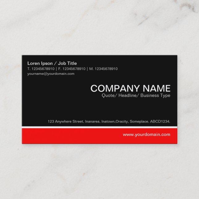Colour Footer - Red with Black Business Card (Front)