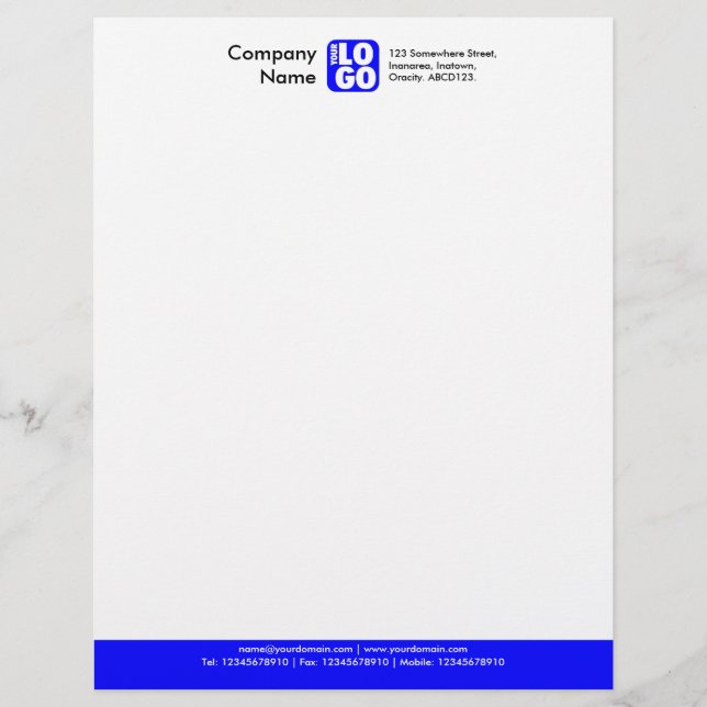 Colour Footer (Your Logo) - Blue Letterhead Template (Front)
