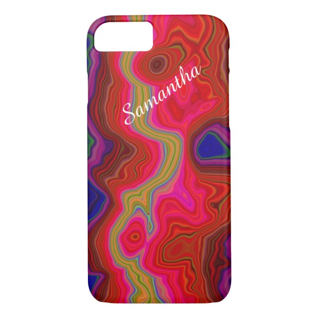 Colour Frenzy Striped iPhone 7 Case with Name (Back)