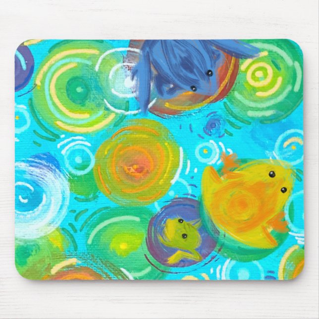 Colour frogs on colourful water  mouse mat (Front)