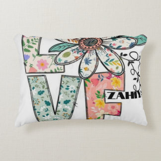 COLOUR FULL FLOWERS WITH LOVE AND WITH YOUR NAME DECORATIVE CUSHION