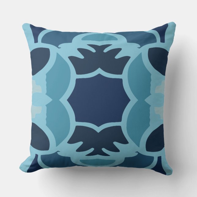 Colour Fun Collage Throw Pillow – Blue Tones (Front)