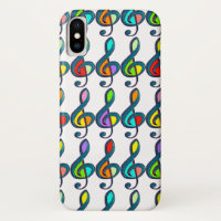 colour G clefs music notes pattern