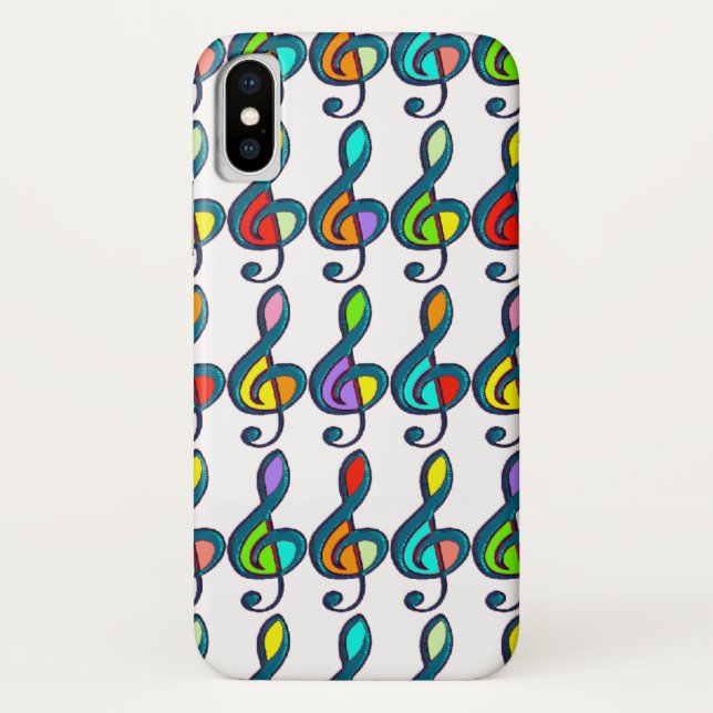 colour G clefs music notes pattern Case-Mate iPhone Case (Back)