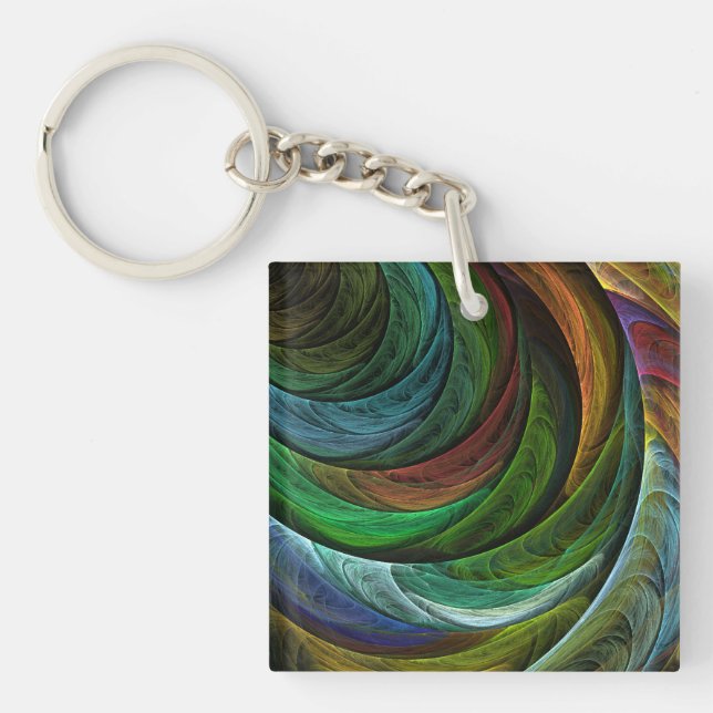 Colour Glory Modern Abstract Art Pattern Elegant Key Ring (Front)