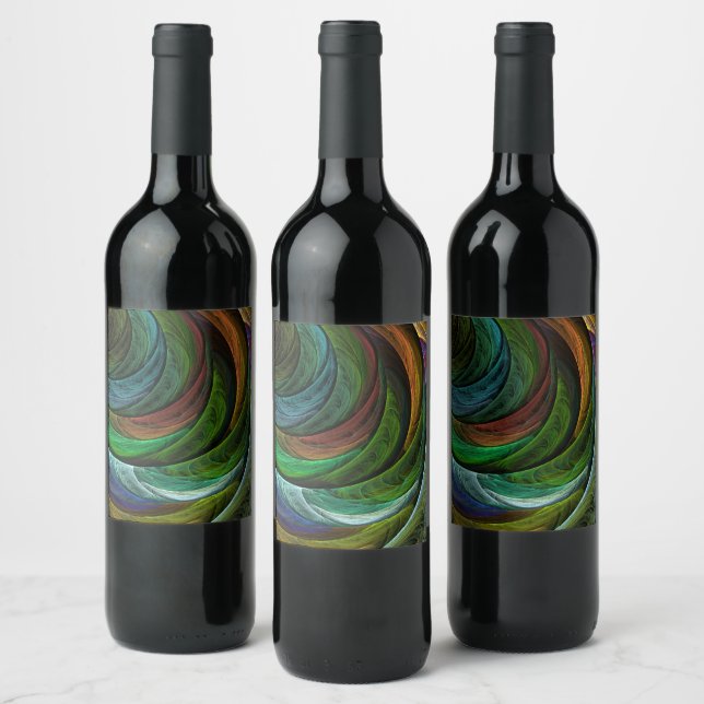 Colour Glory Modern Abstract Art Pattern Elegant Wine Label (Bottles)