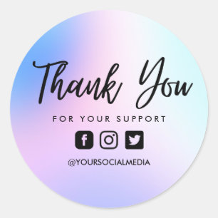 Colour Gradient Custom Thank You Social Media Classic Round Sticker