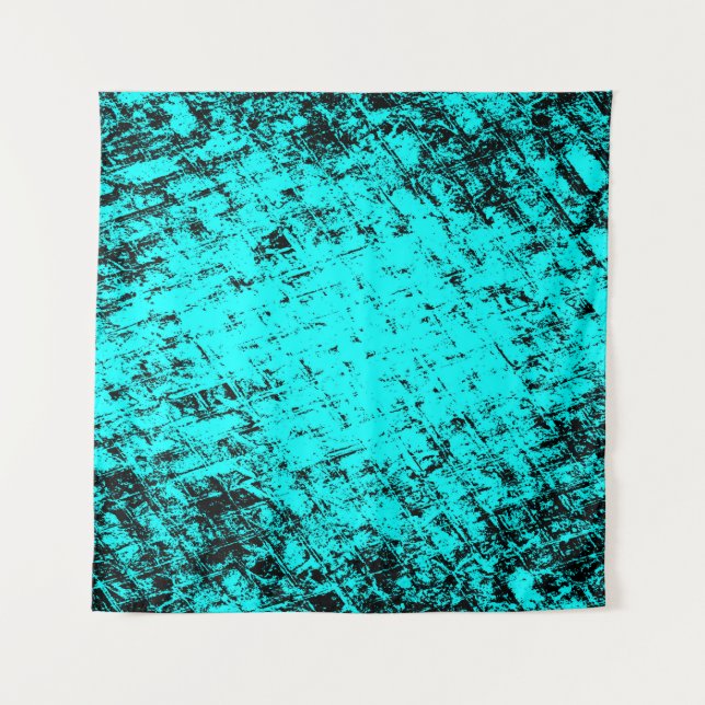 Colour grunge turquoise background. Halftone eleme Tapestry (Front)