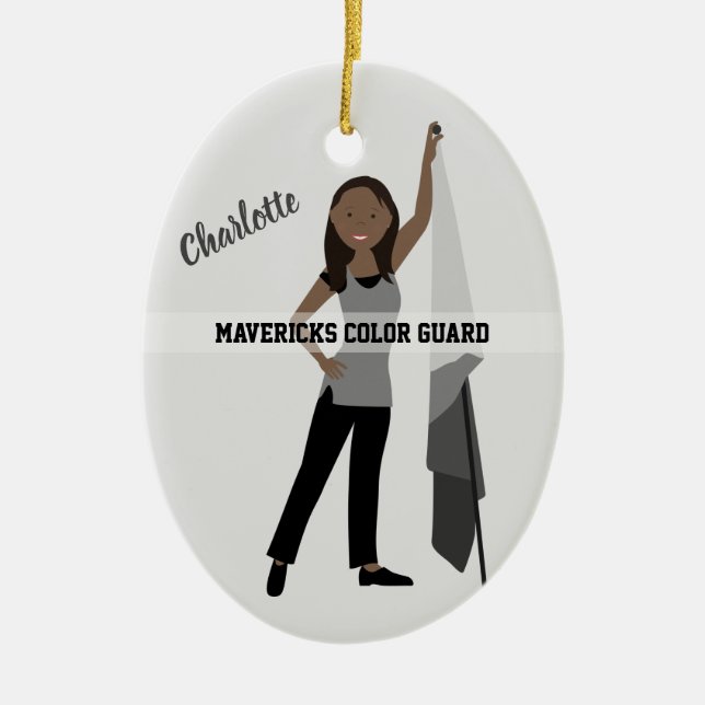 Colour Guard African American Grey & Black Ceramic Tree Decoration (Front)