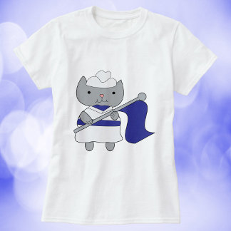 Colour Guard Cat Blue White T-Shirt