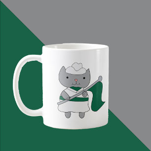Colour Guard Cat Green and White Coffee Mug