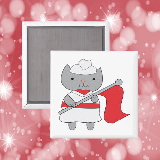 Colour Guard Cat Red White Magnet