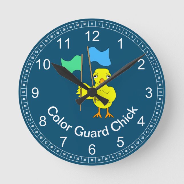 Colour Guard Chick Round Clock (Front)