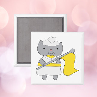 Colour Guard Flag Team Grey Cat Yellow White Magnet