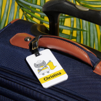 Colour Guard Grey Cat Yellow White Personalise Luggage Tag