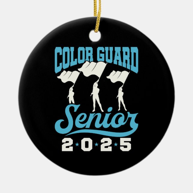 Colour Guard Senior 2025 Class Flags Graduation Ceramic Tree Decoration (Front)