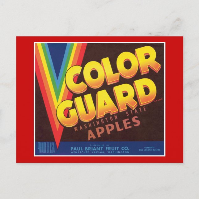 Colour Guard Vintage Apples Label Postcard (Front)