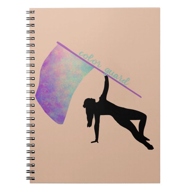 Colour Guard with Flag - purple/green Notebook (Front)