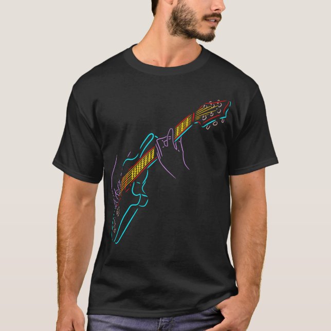 Colour Guitar and Guitarist. For Music Lovers.  T-Shirt (Front)