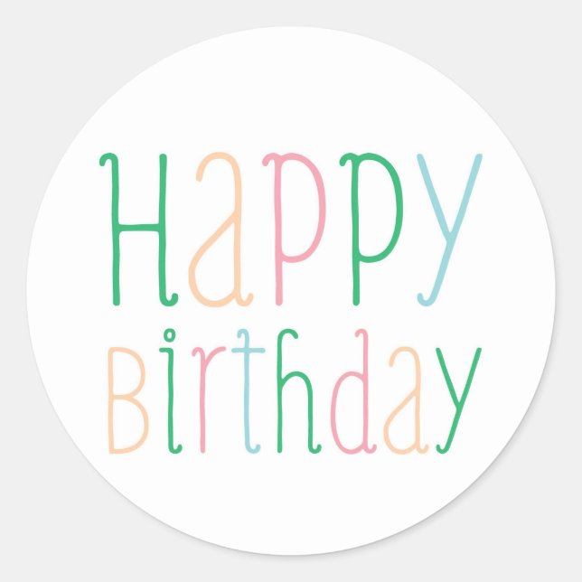 Colour Happy Birthday Classic Round Sticker (Front)