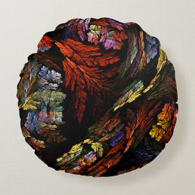 Colour Harmony Abstract Art Round Pillow (Front)