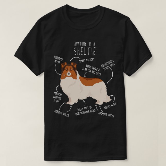 Colour Headed White Sheltie Shetland Sheepdog Anat T-Shirt (Design Front)