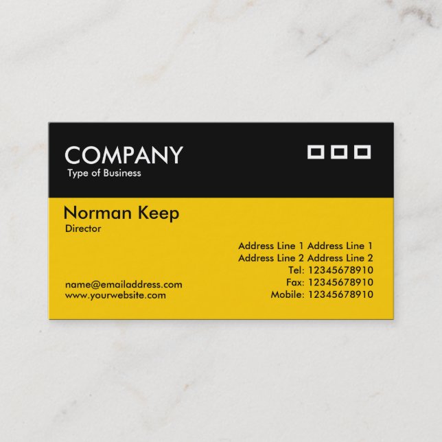 Colour Header - Black and Amber Business Card (Front)