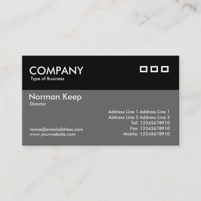 Colour Header - Black and Grey Business Card (Front)