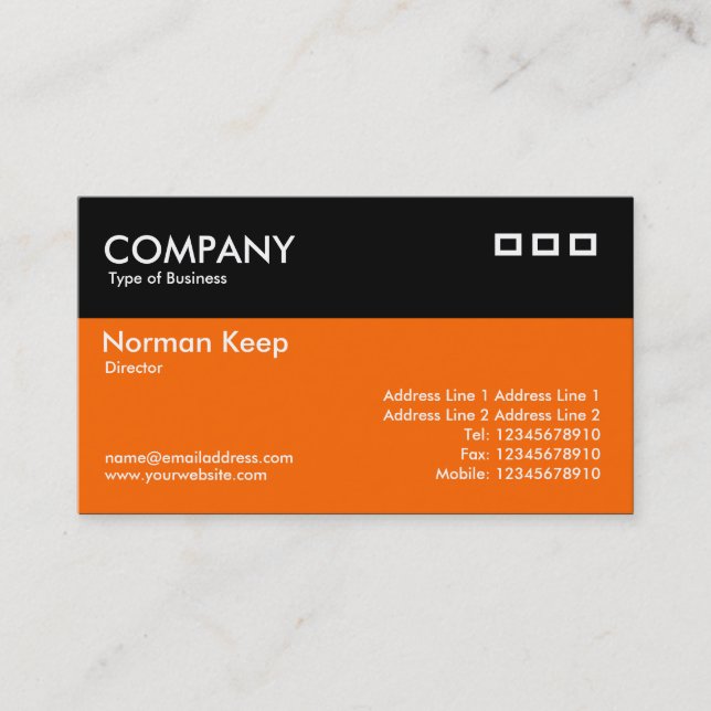 Colour Header - Black and Orange Business Card (Front)