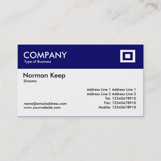Colour Header - Dark Blue Business Card (Front)