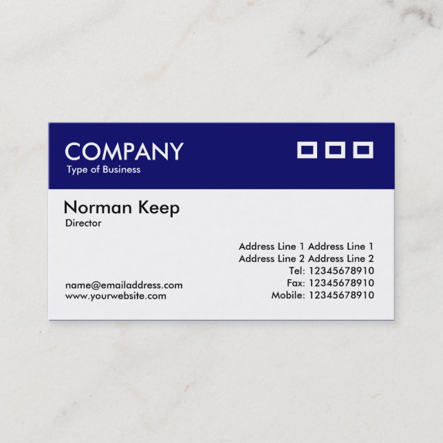 Colour Header - Dark Blue v2 Business Card (Front)