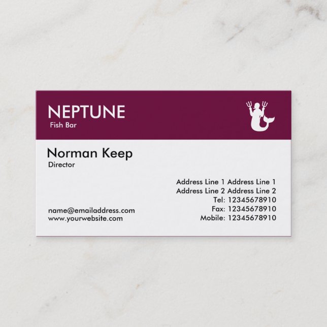 Colour Header - Dark Crimson - Neptune Business Card (Front)