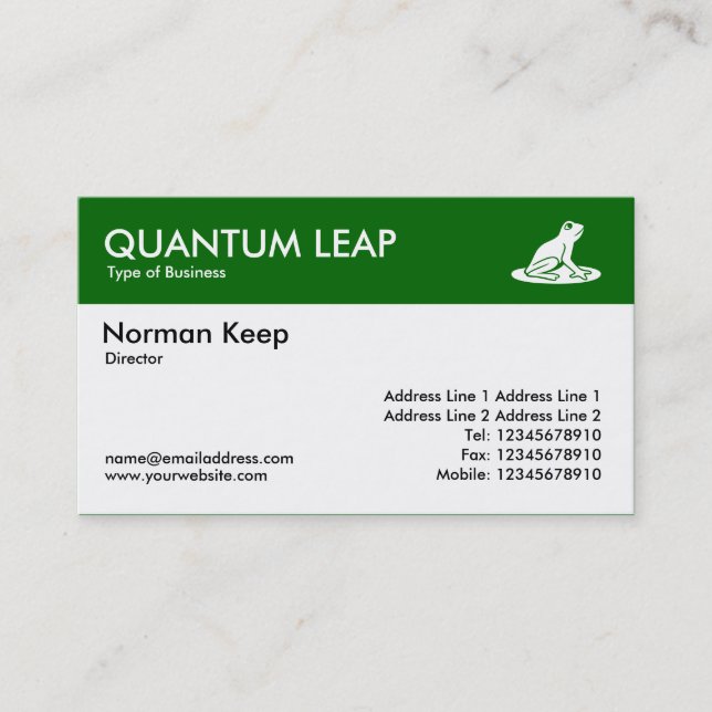 Colour Header - Green (006600) - Frog Business Card (Front)