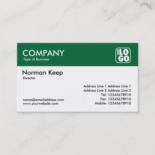 Colour Header (Logo) - Forest Green Business Card (Front)