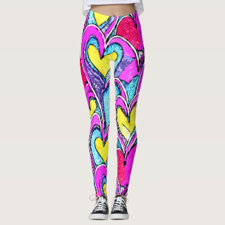 Colour Heart Shapes in Art Mosaic  Leggings