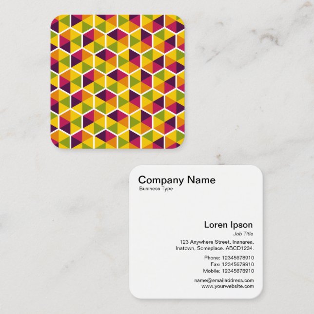 Colour Hexagon Pattern 01 Square Business Card (Front/Back)