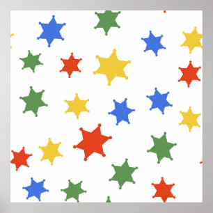 Colour Hexagram sheriff icon isolated seamless pat Poster