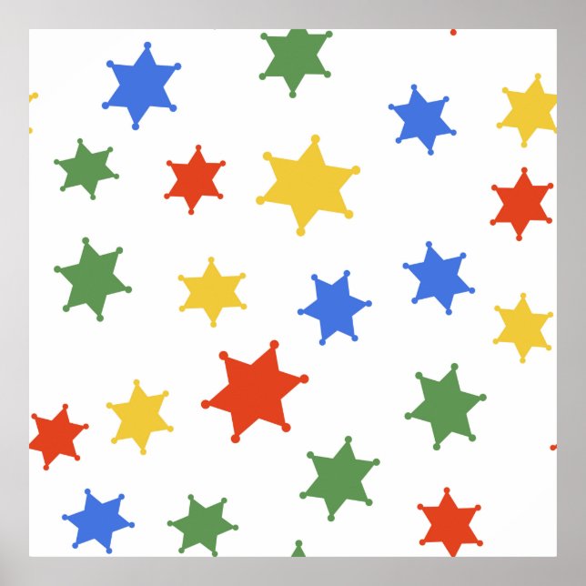 Colour Hexagram sheriff icon isolated seamless pat Poster (Front)