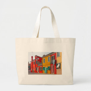 Colour houses in Venice island Burano Italy Large Tote Bag