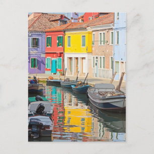 Colour houses in Venice island Burano Italy Postcard