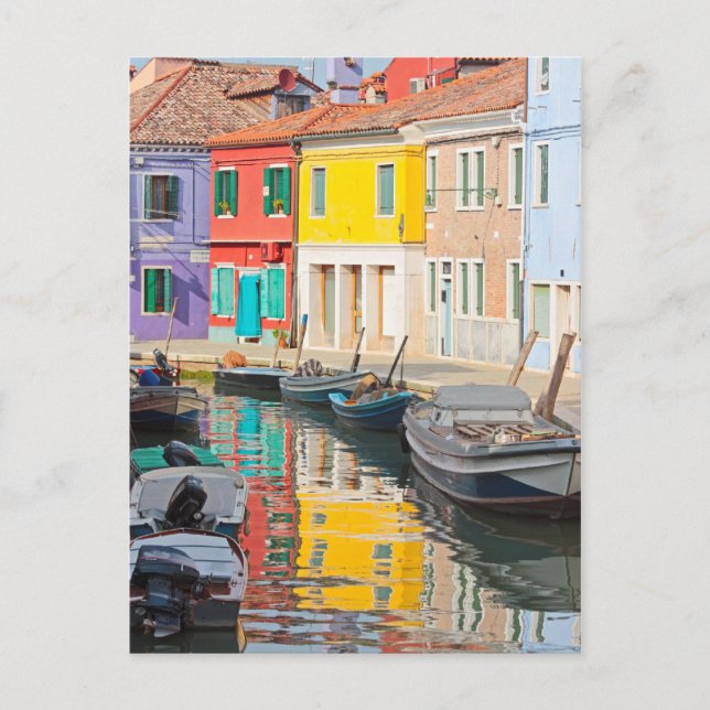 Colour houses in Venice island Burano Italy Postcard (Front)