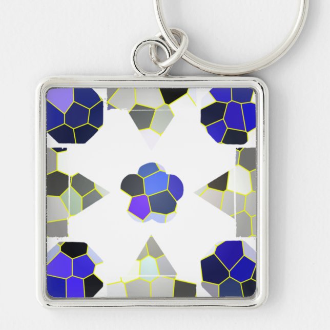 Colour Illustration Fancy shapes, Grey and Blue Ke Key Ring (Front)