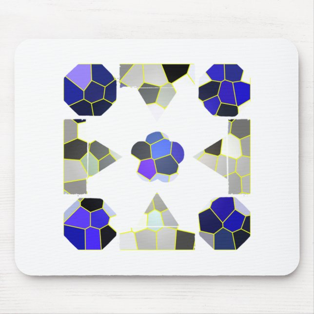 Colour Illustration Fancy shapes, Grey and Blue Mouse Mat (Front)