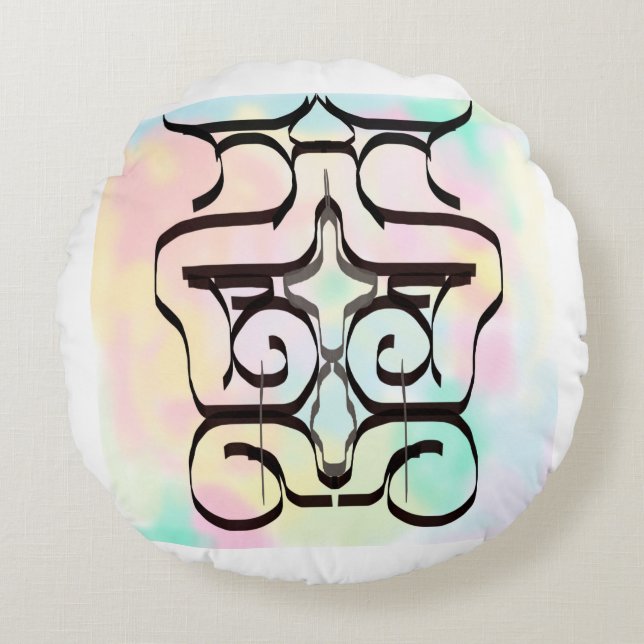 colour illustrations round cushion (Front)