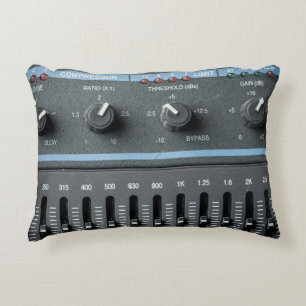 Colour image of many buttons in a sound recording decorative cushion