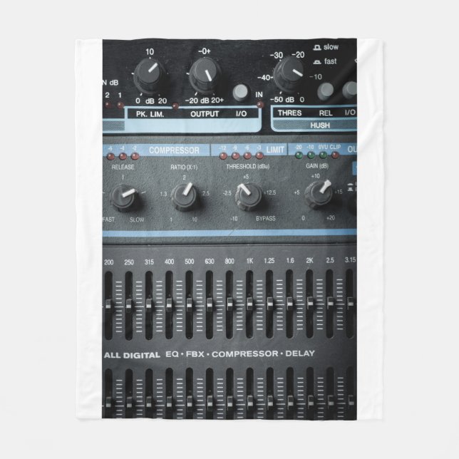 Colour image of many buttons in a sound recording  fleece blanket (Front)